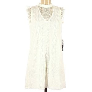 As U Wish Ruffle Sleeve White Lace Detail Dress